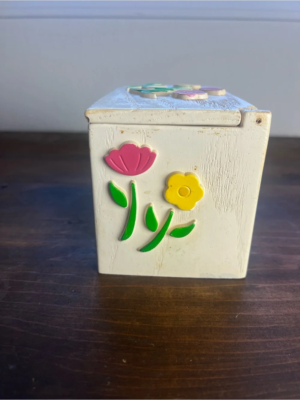 Vintage 60s wooden Floral Recipe Box